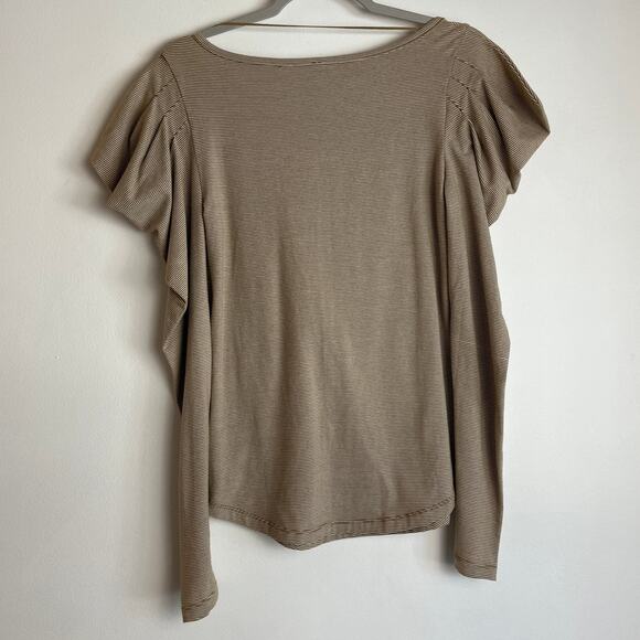 Free People Penelope Striped Puff Long Sleeve Tee Size M Moss Scoop Neck NWT - Picture 3 of 8